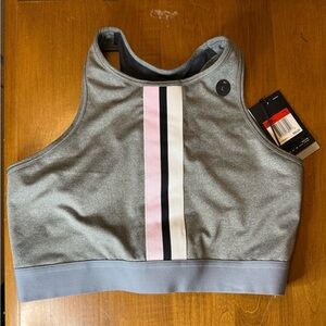 Nike Heather Gray Sports Bra with Pink and Black Accent